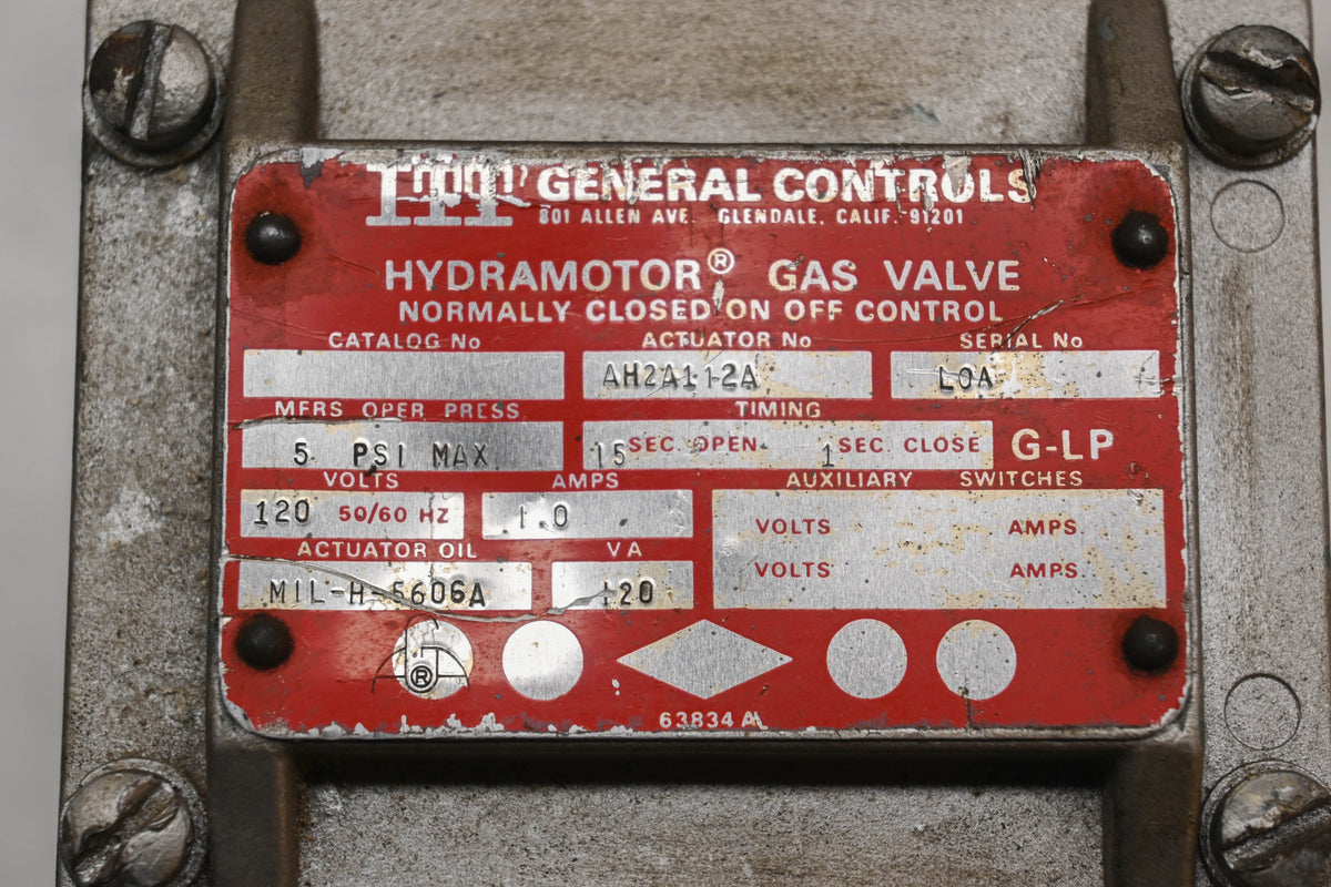 ITT General Controls AH2A112A 5 PSI Hydramotor Gas Valve