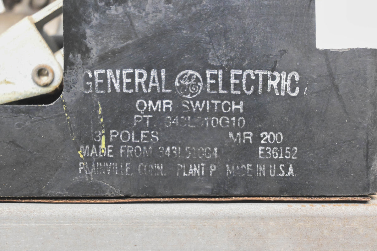 GE 343L510G10 200A-600V 3 Pole QMR Switch