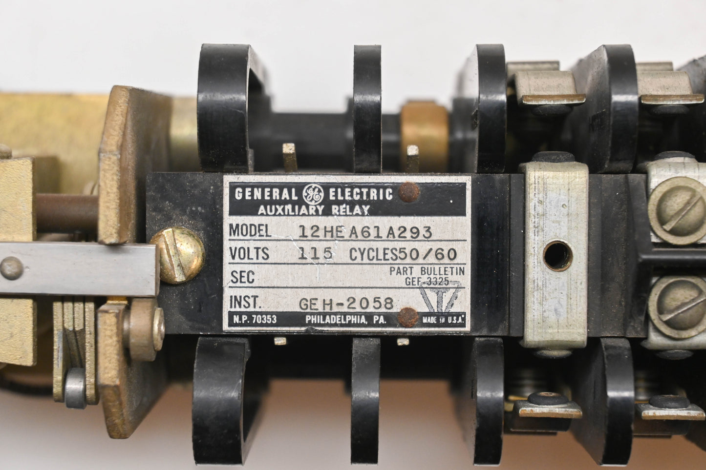 GE 12HEA61A293 Auxiliary Relay Kit