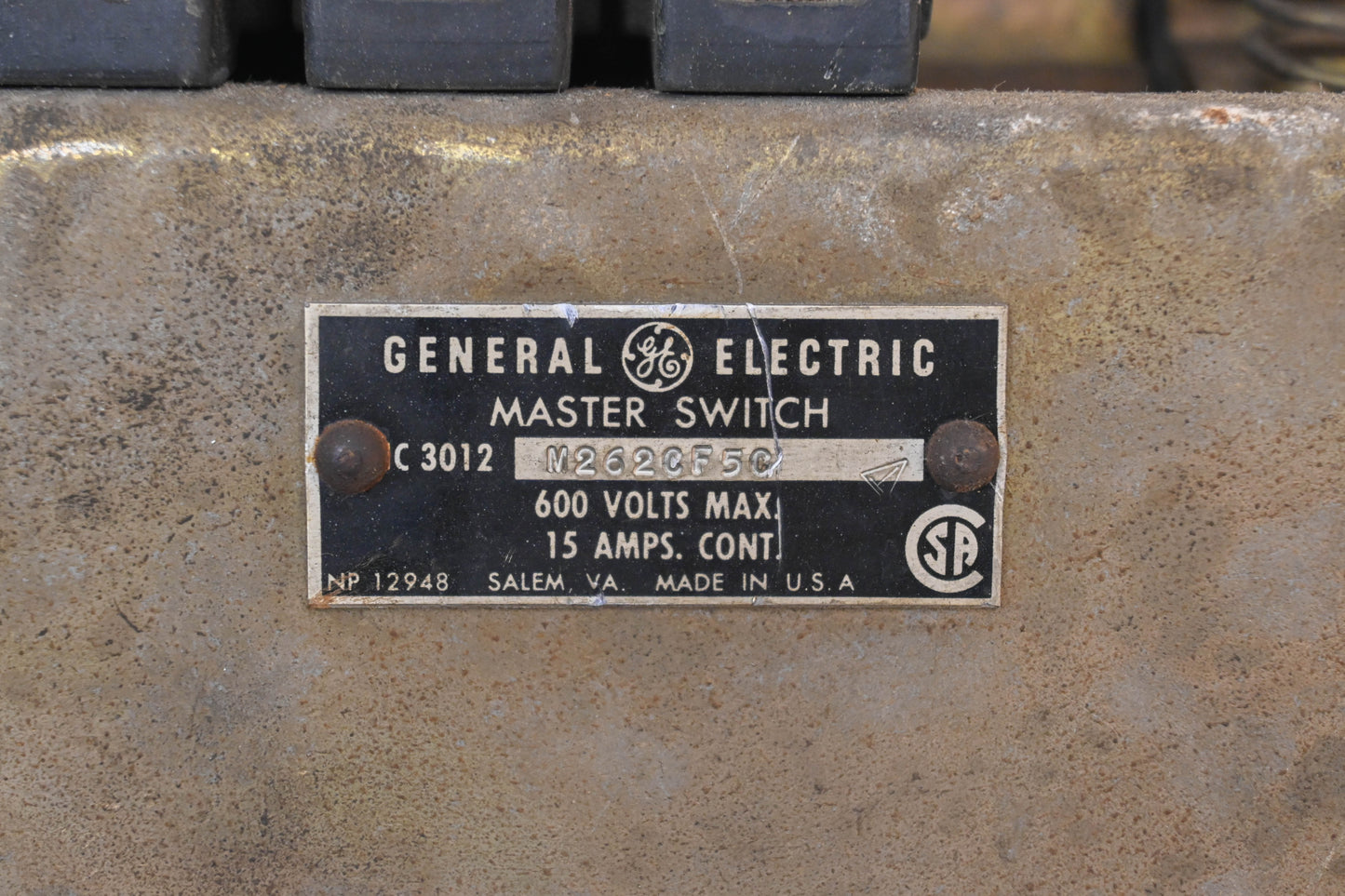 GE M262CF5C Master Switch Assembly 600V 15A