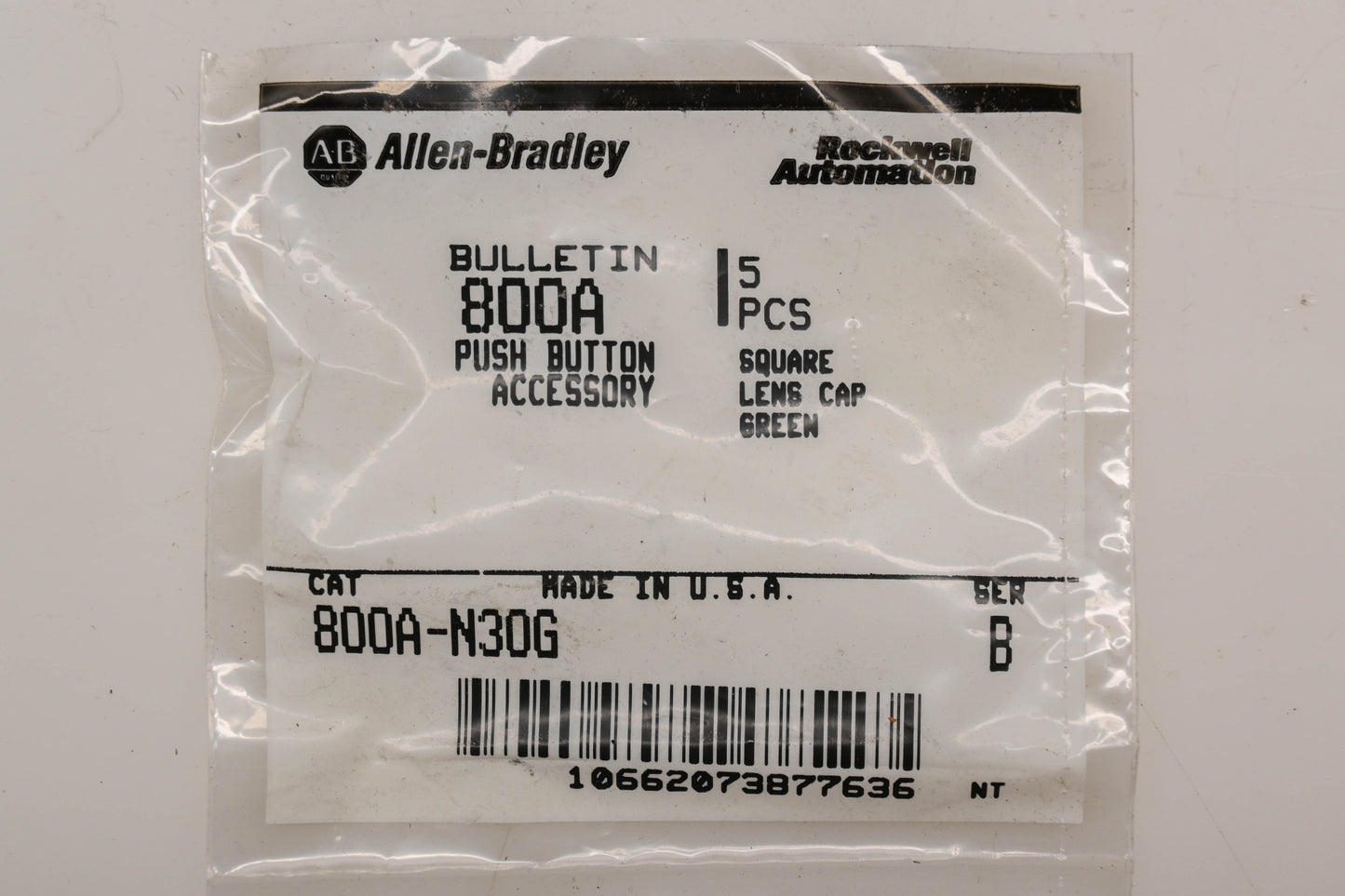 Allen-Bradley 800A-N30G Green Square Lens Caps Qty 5 NOS