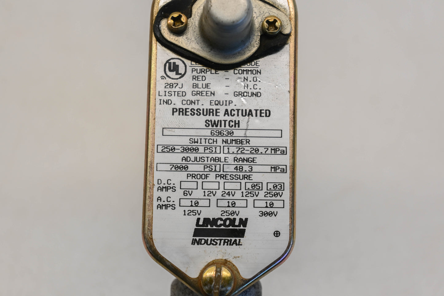 Lincoln 69630 Pressure Actuated Switch
