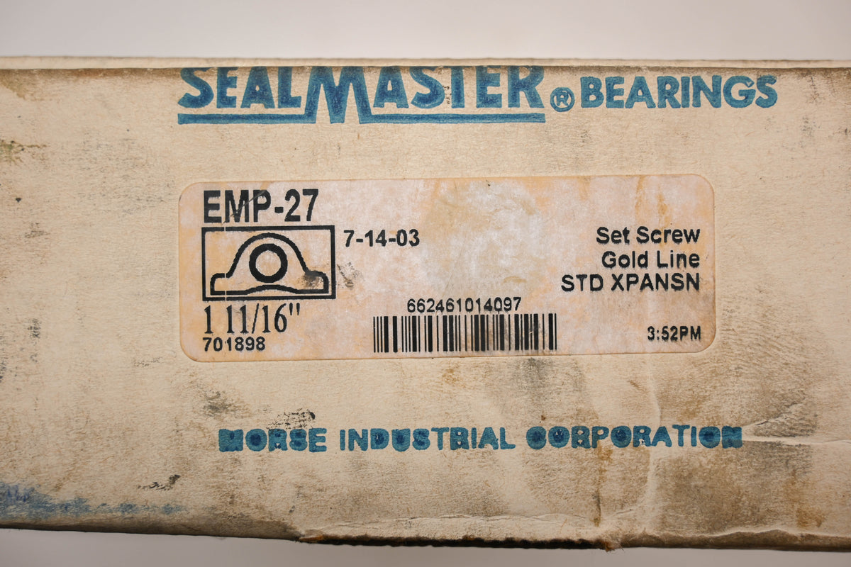 Sealmaster EMP-27 1-11/16" Pillow Block Bearing NOS