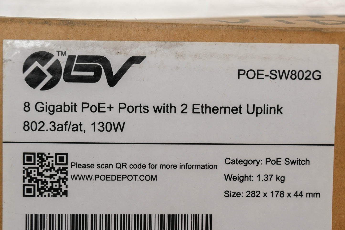 BV-Tech POE-SW802G 8 Port Gigabyte Ethernet Switch Kit NOS