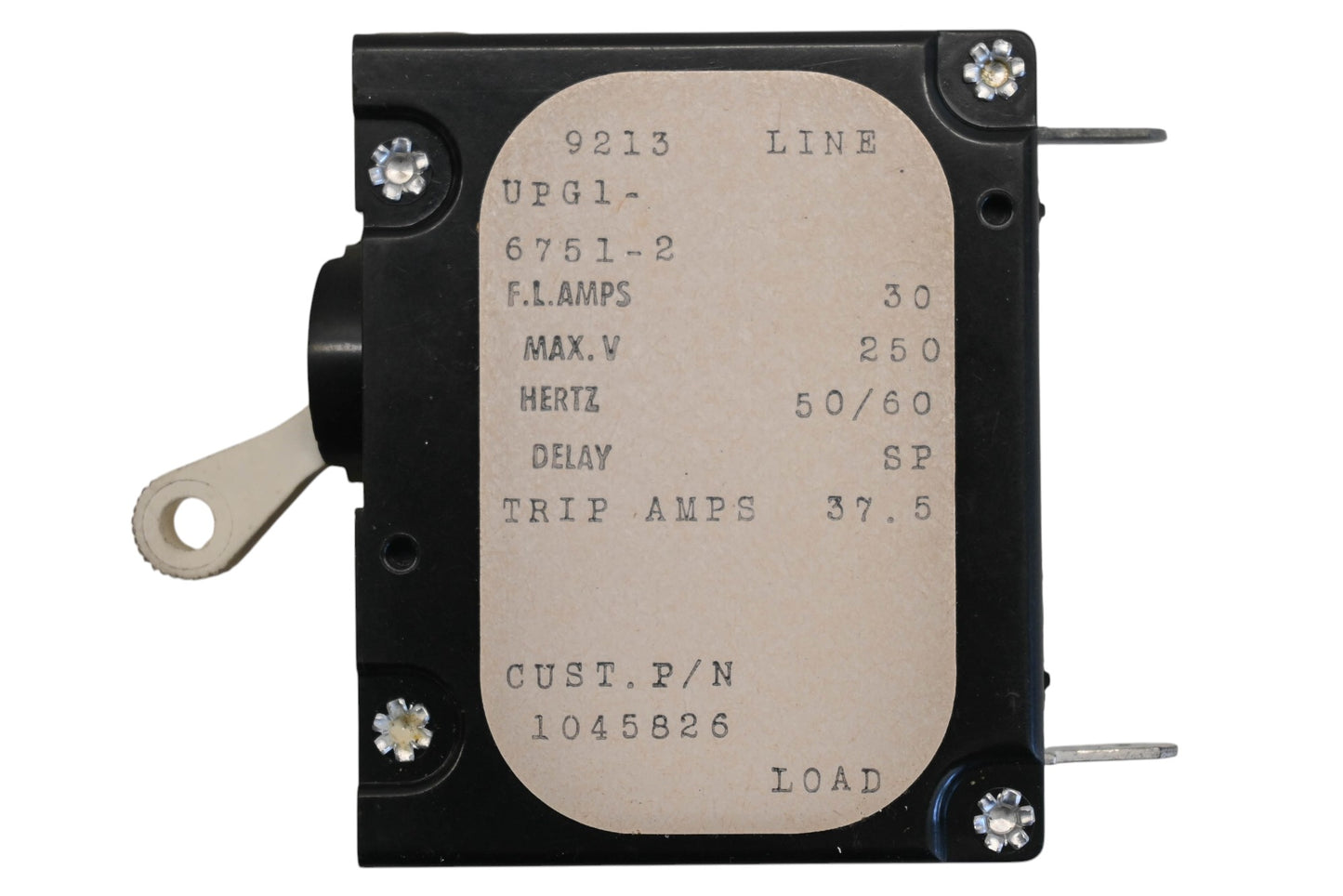 Airpax UPG1-6751-2 30A-250V 1-Pole Circuit Breaker NOS