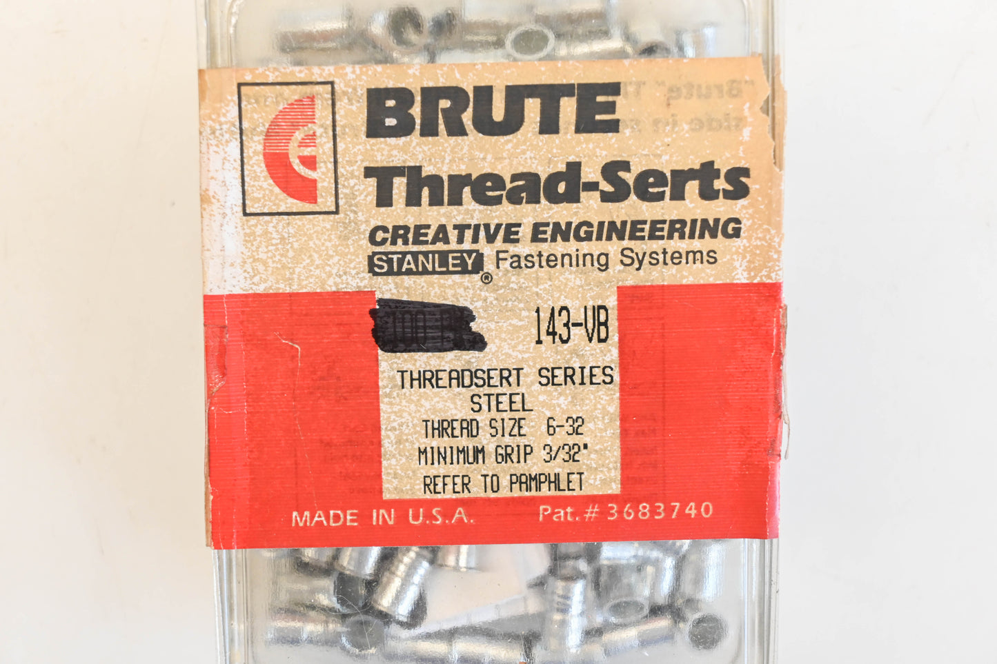 Brute 143-VB 6-32 Steel Thread-Serts Qty 124 NOS
