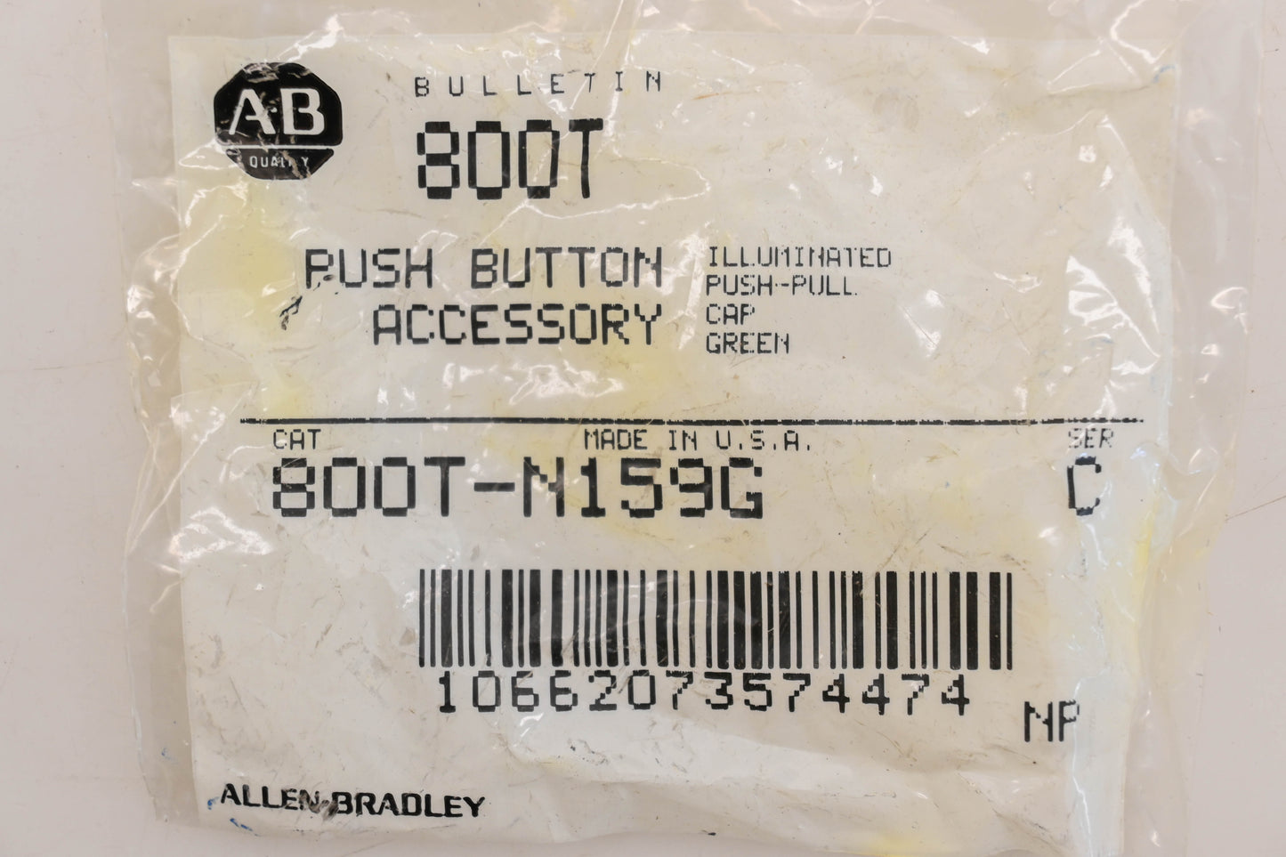Allen Bradley 800T-N159G Green Illuminated Push/Pull Button Cap NOS