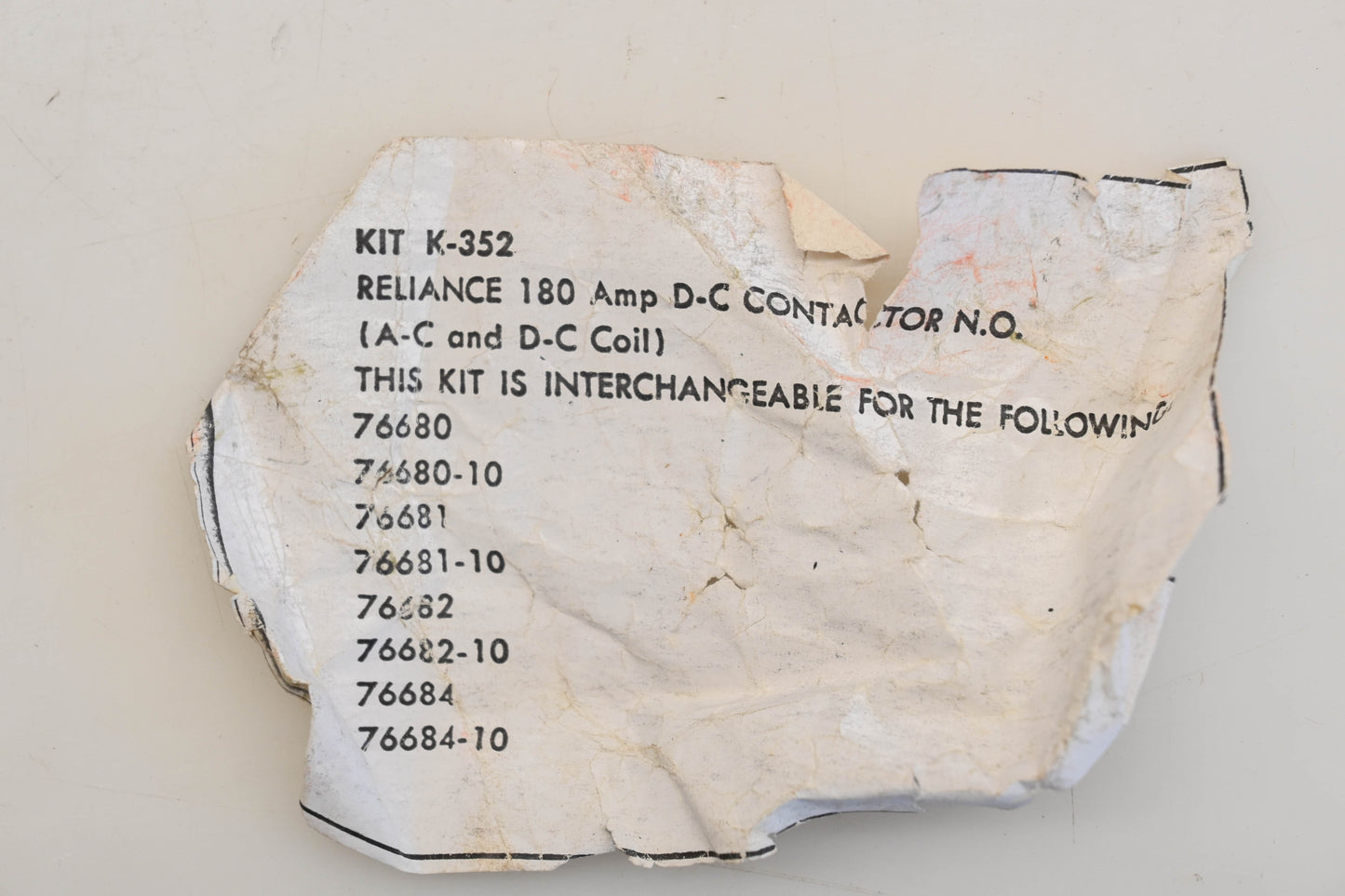 Reliance K-352 180A Contact Kit NOS