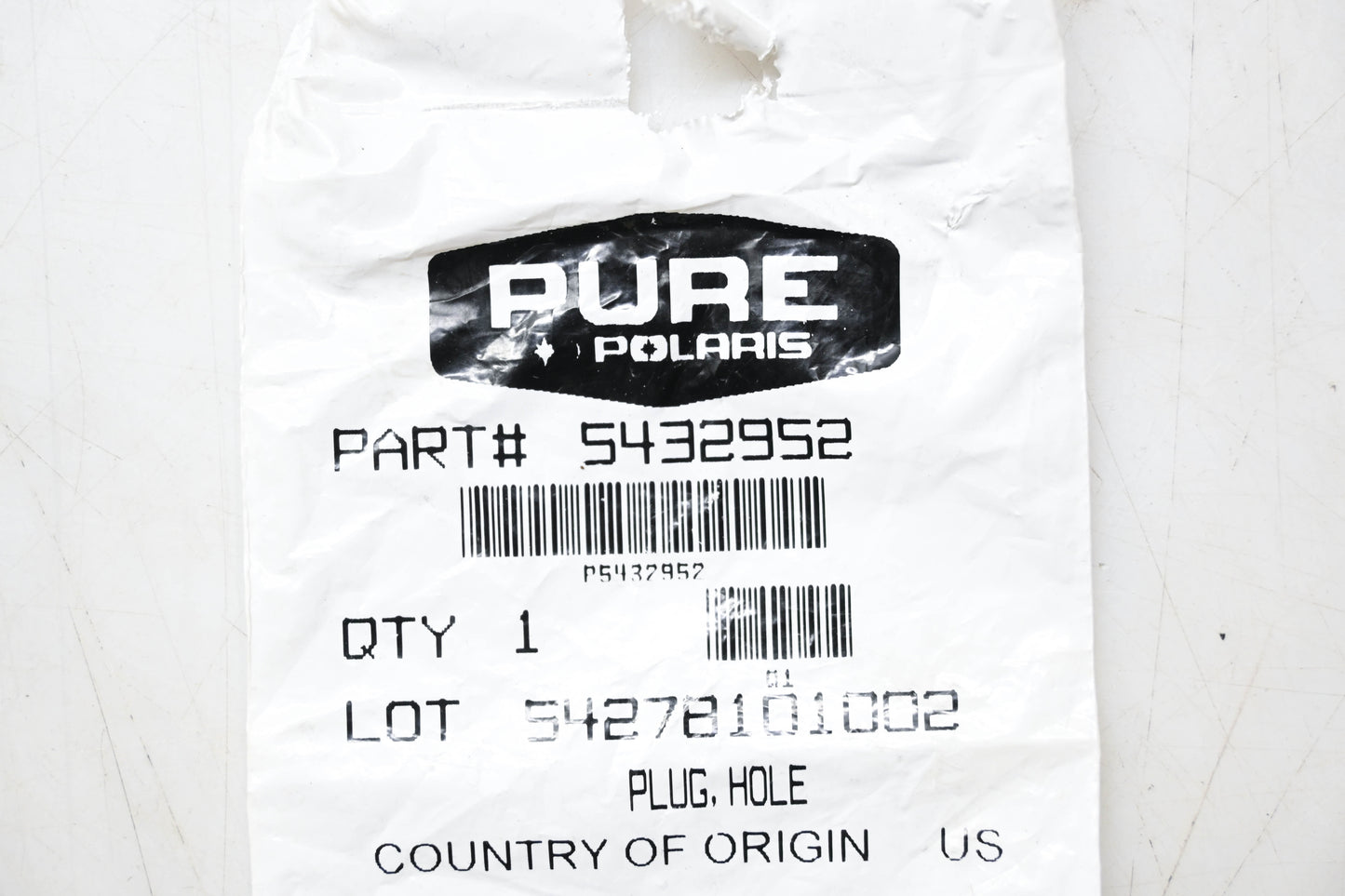 New OEM Polaris 5432952 Hole Plug NOS