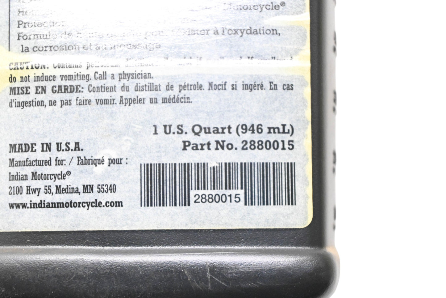Indian Motorcycle 2880015 Fork Oil 1 Quart NOS