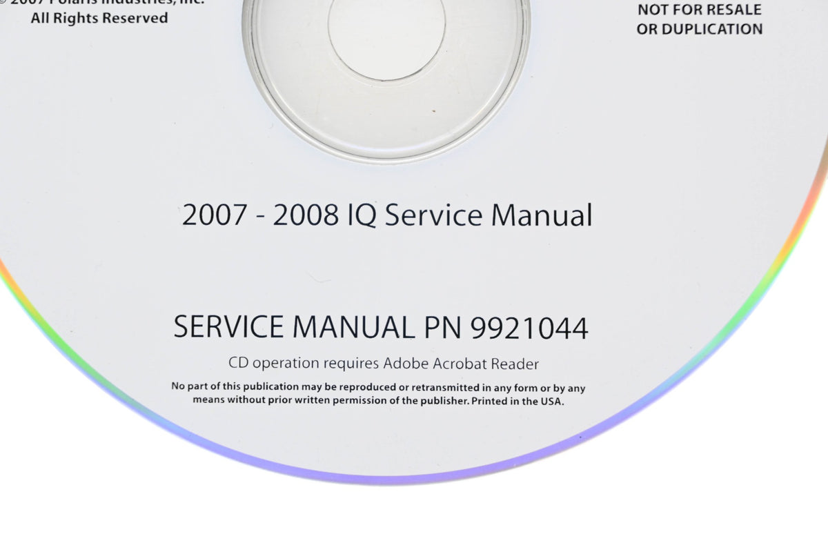 OEM Polaris 9921044-CD 07-08 IQ Shop Service Manual
