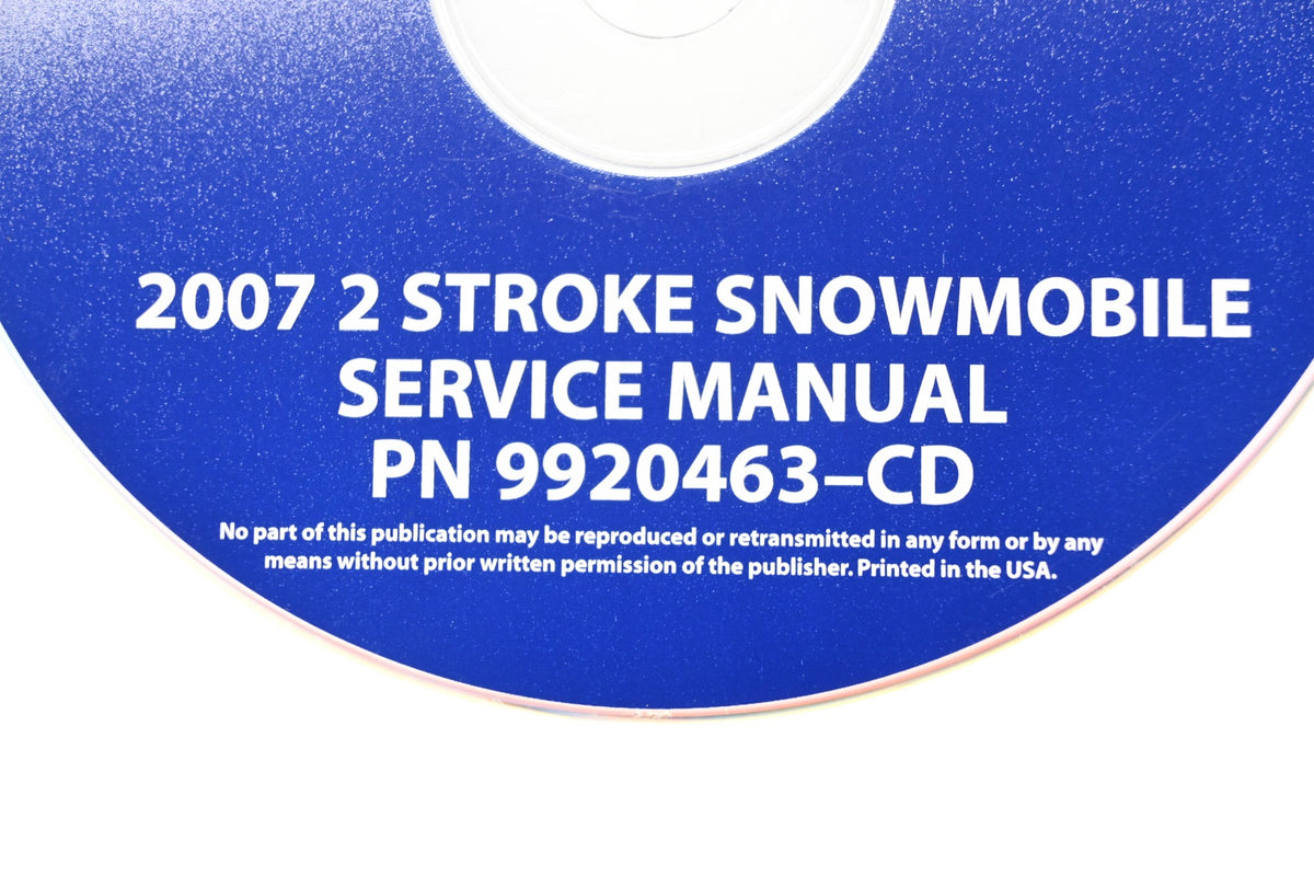 OEM Polaris 9920463-CD 07 2 Stroke Snowmobile Shop Service Manual CD