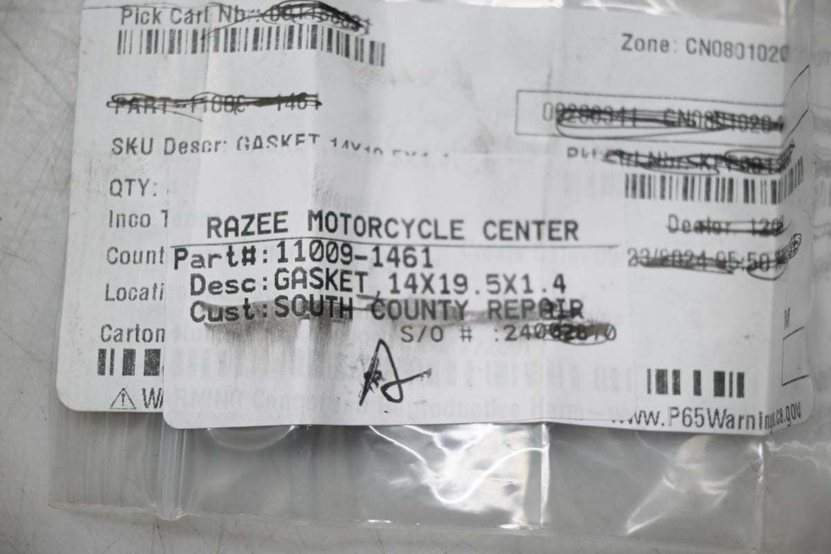 New OEM Kawasaki 11009-1461 Gasket 14x19.5x1.4 NOS