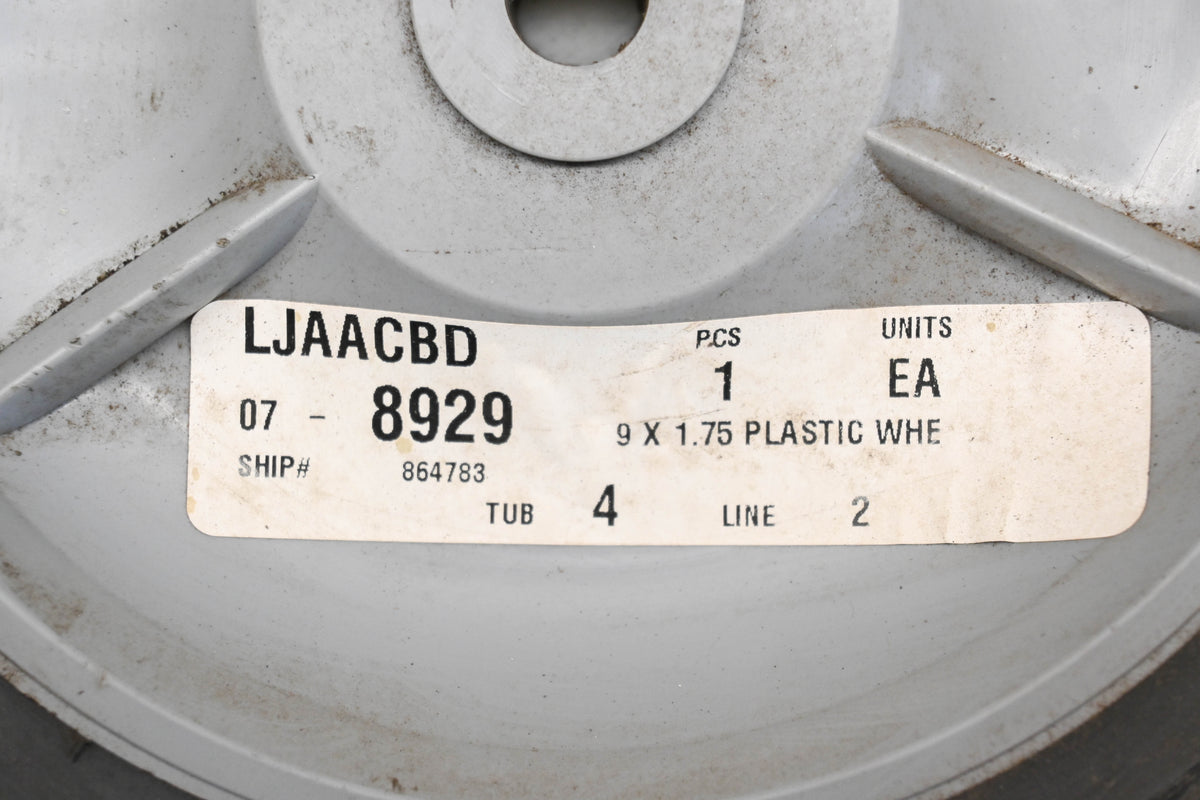 Rotary 07-8929, 7022796, 327290 9" x 1-3/4" Grey Plastic Wheel NOS