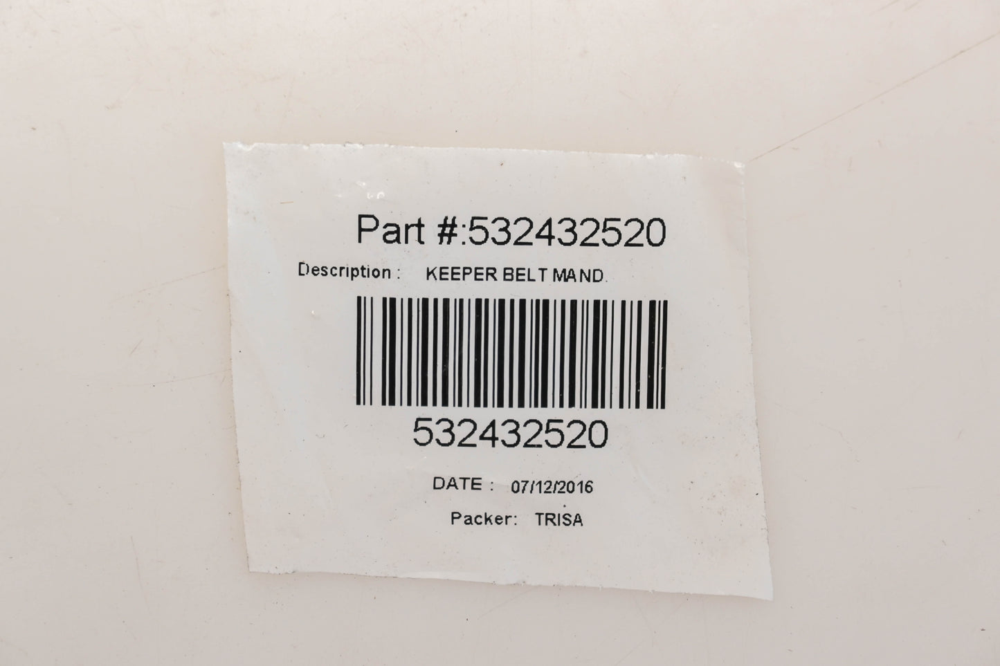 New OEM Husqvarna 532432520, 5896761 Belt Keeper NOS