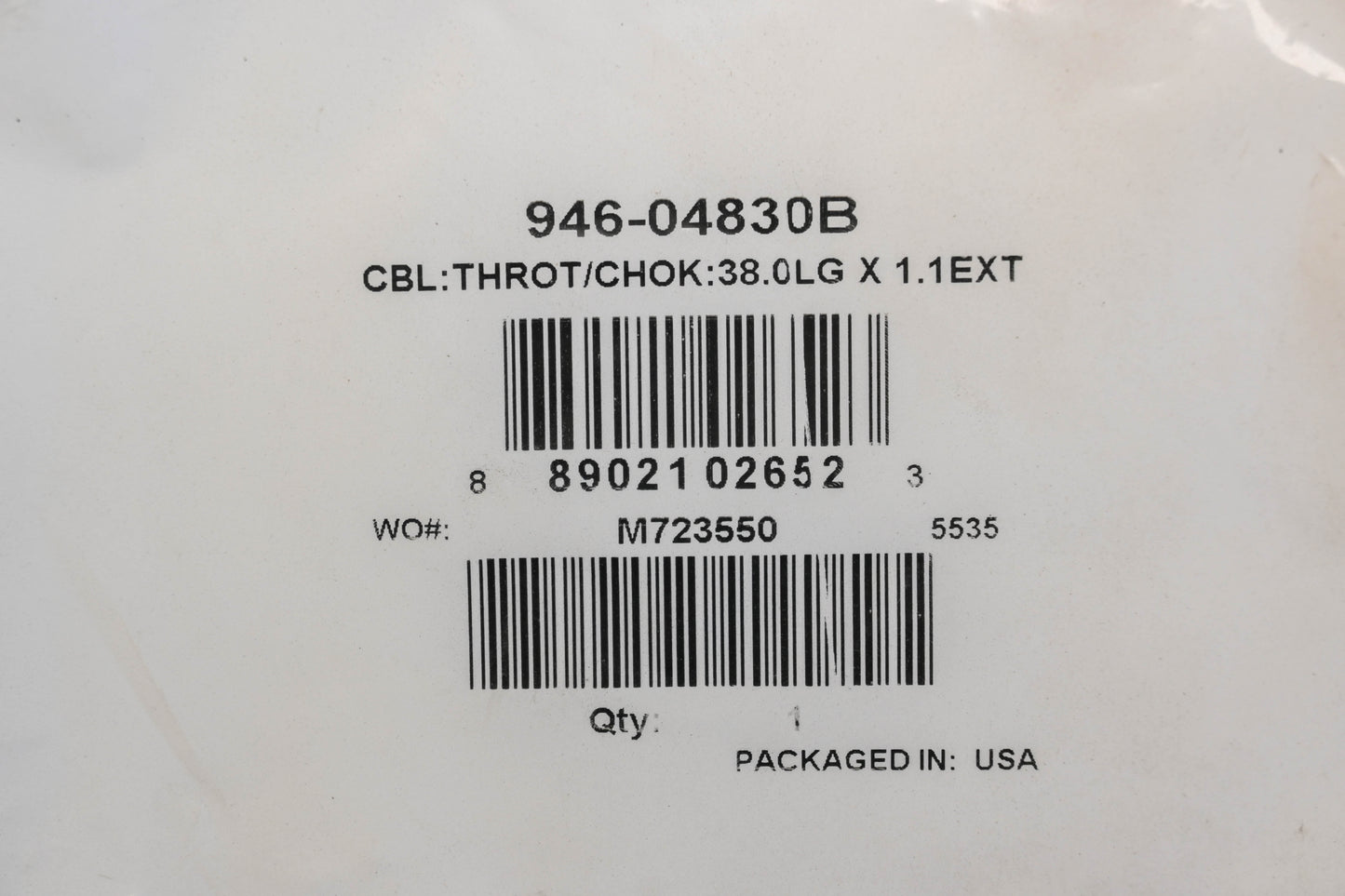 MTD 946-04830B 38" Throttle/Choke Cable NOS