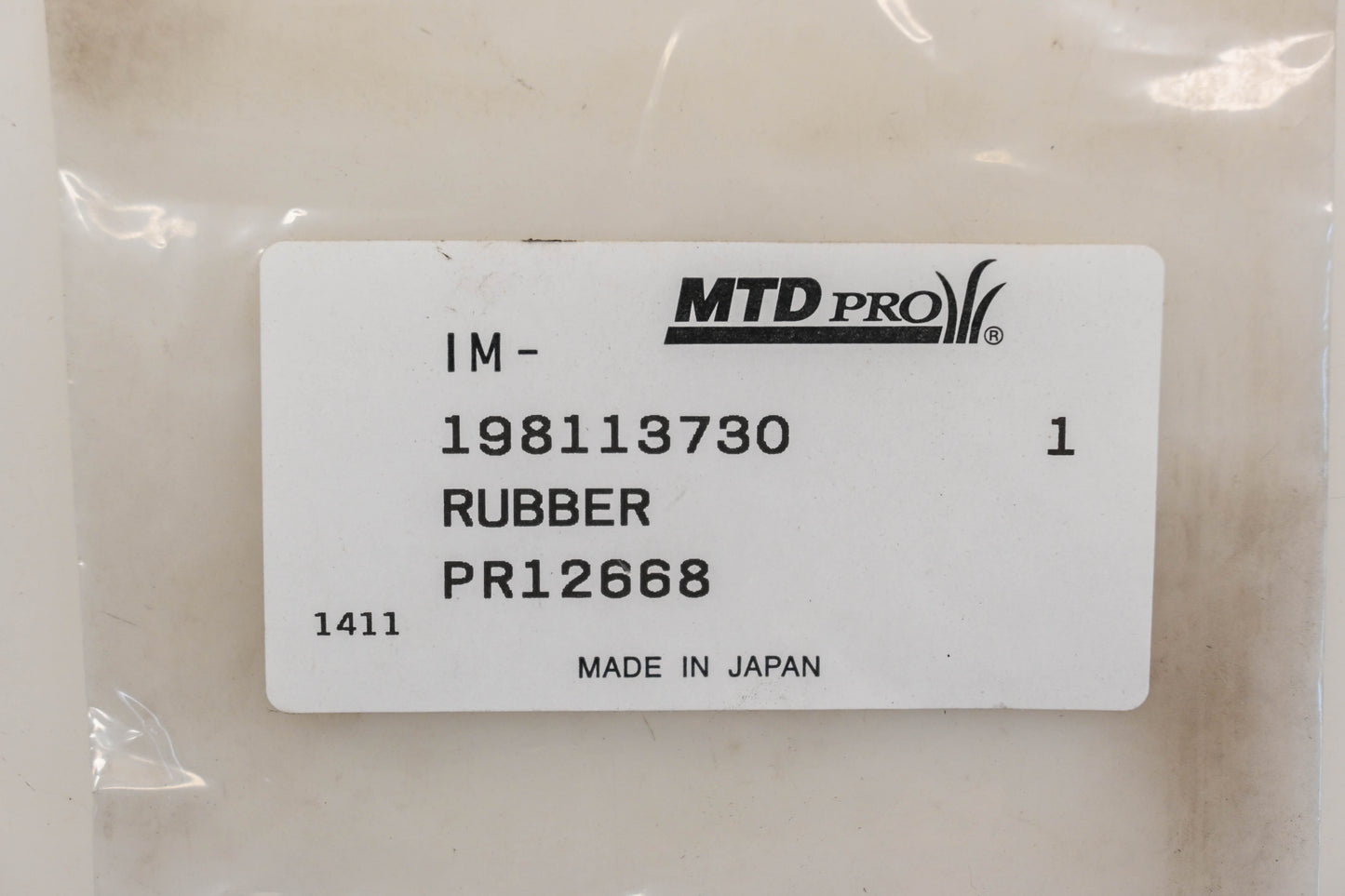 MTD 198113730, PR12668 Rubber Plug NOS