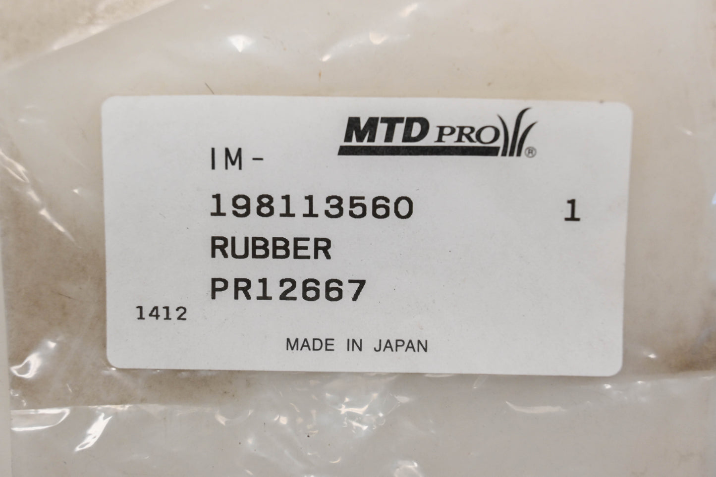 MTD 198113560 Rubber Plug NOS