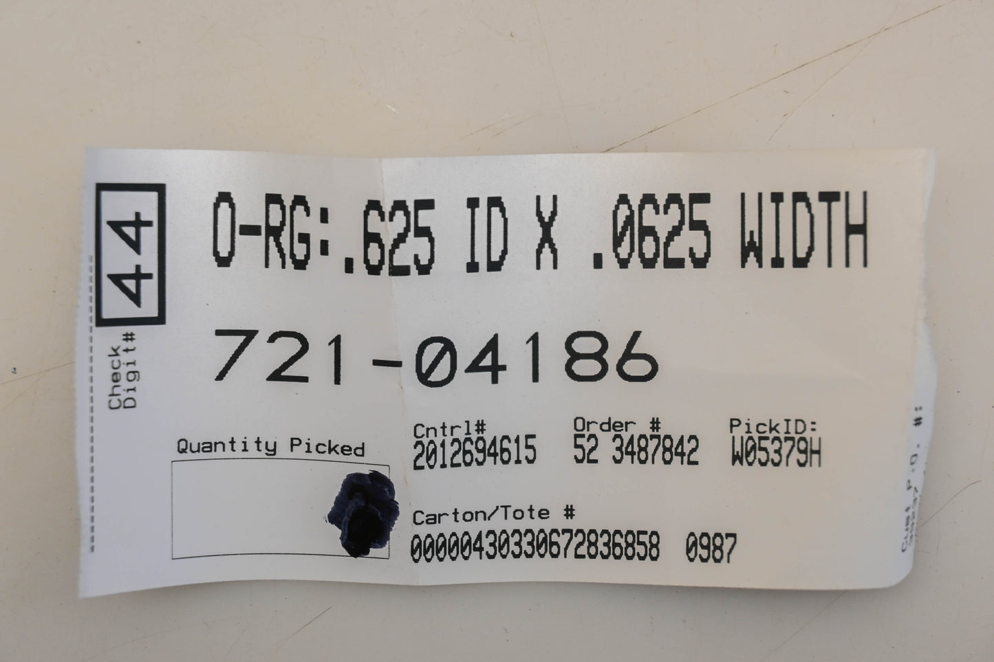 MTD 721-04186 5/8" x 1/16" O-Ring NOS