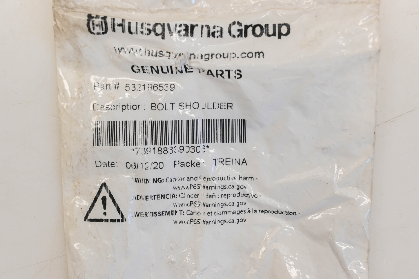 New OEM Husqvarna 532196539 Shoulder Bolt NOS