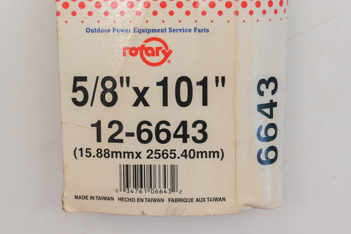 Rotary 12-6643, 5L-1010 5/8" x 101" V-Belt NOS