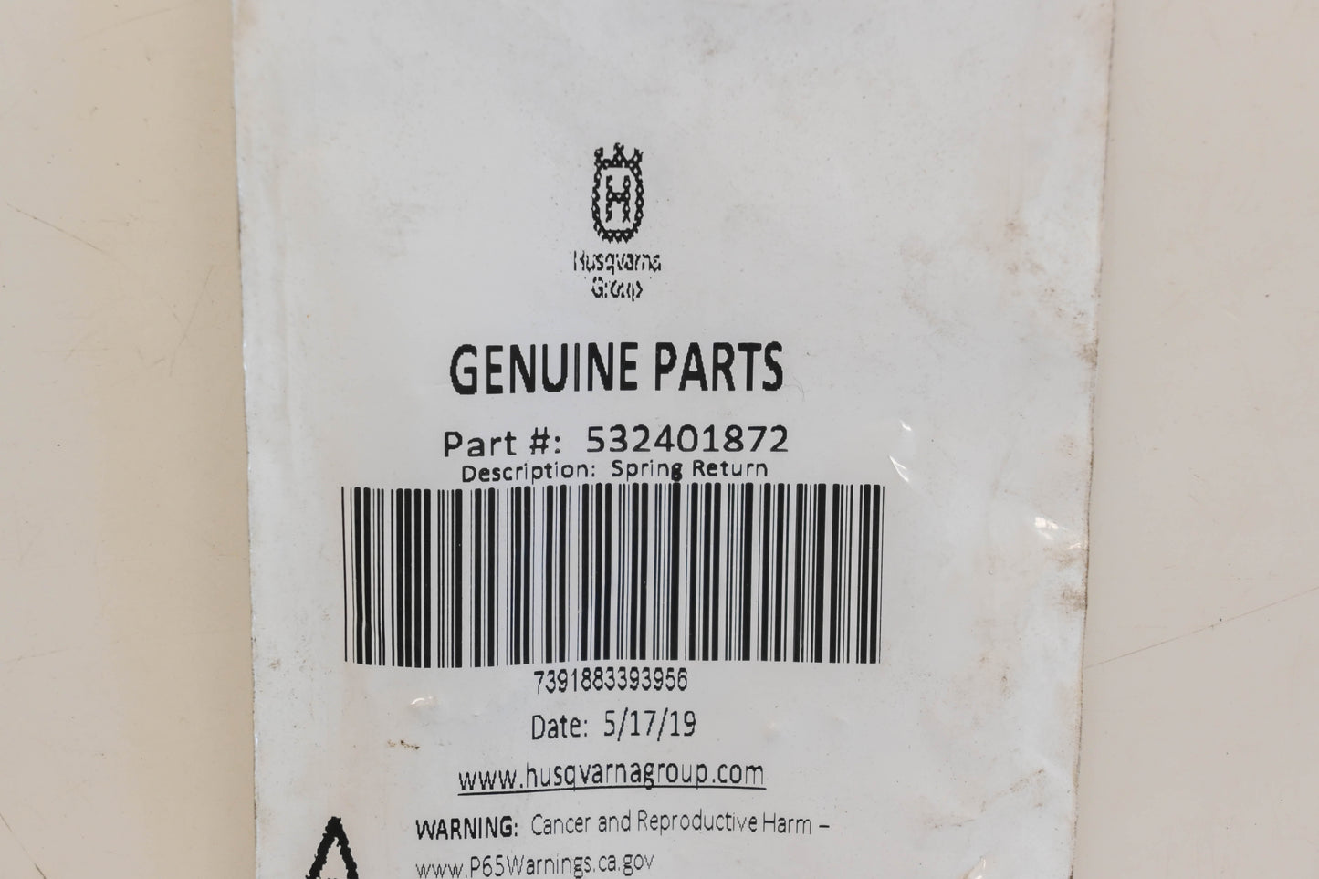 New OEM Husqvarna 532401872 Deck Return Spring NOS