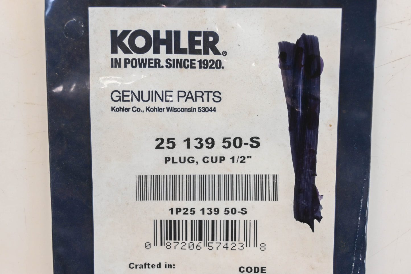 Kohler 25 139 50-S 1/2" Plug Club NOS
