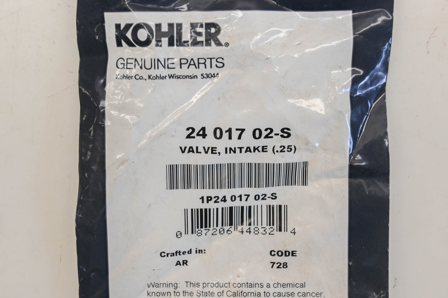 Kohler 24 017 02-S Intake Valve NOS