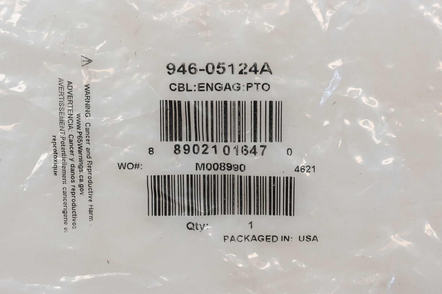 MTD 946-05124A, 746-05124A PTO Engage Cable NOS