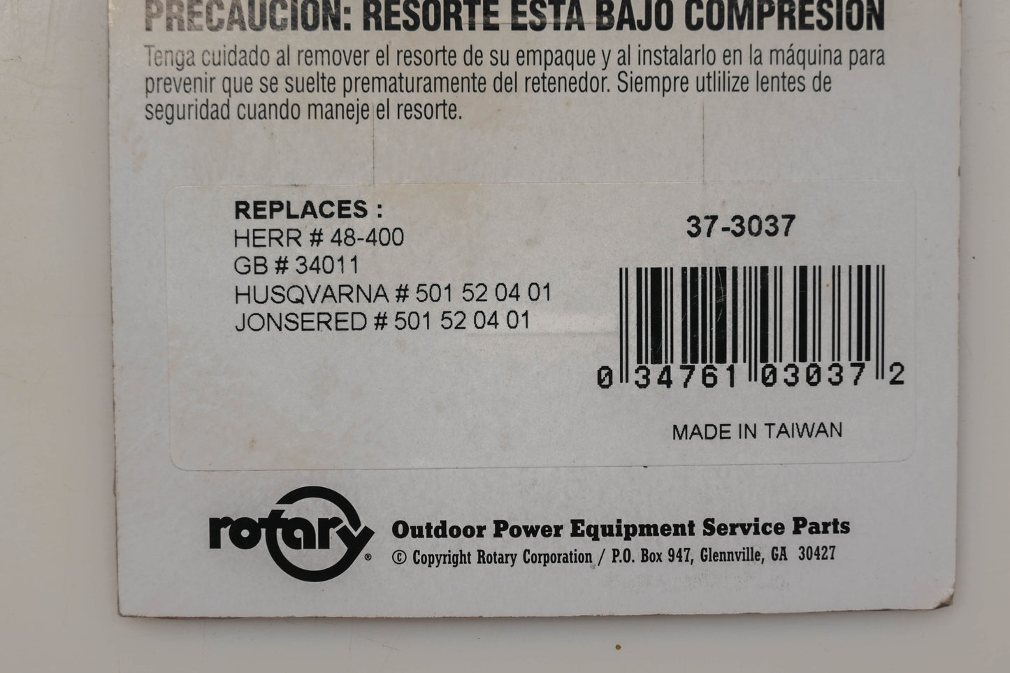 Rotary 37-3037, 501520401, 48-400 Starter Rewind Spring NOS