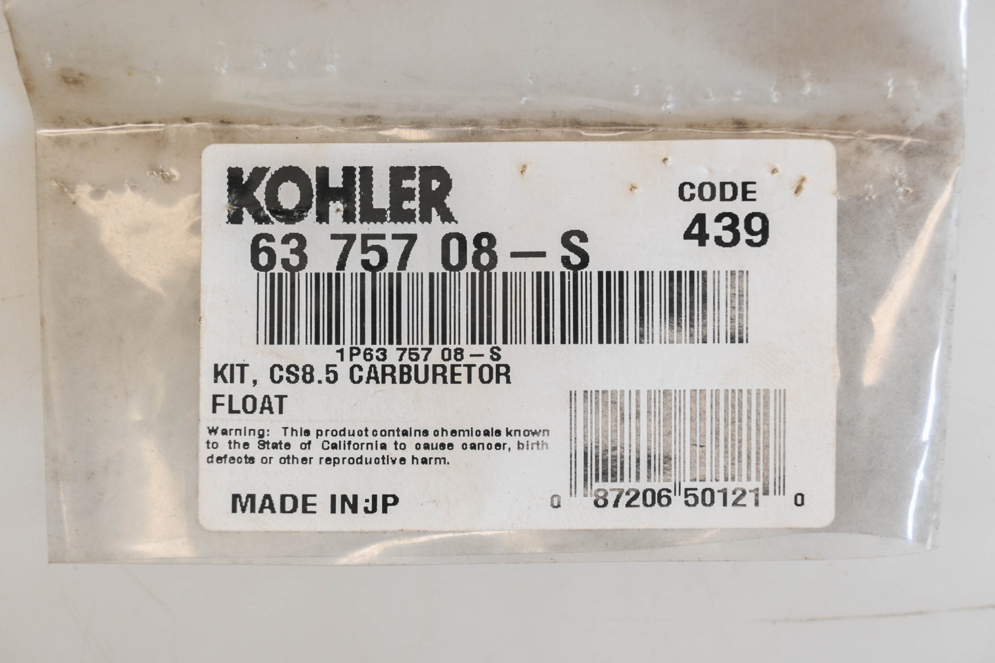 Kohler 63 757 08-S Carburetor Repair Kit NOS