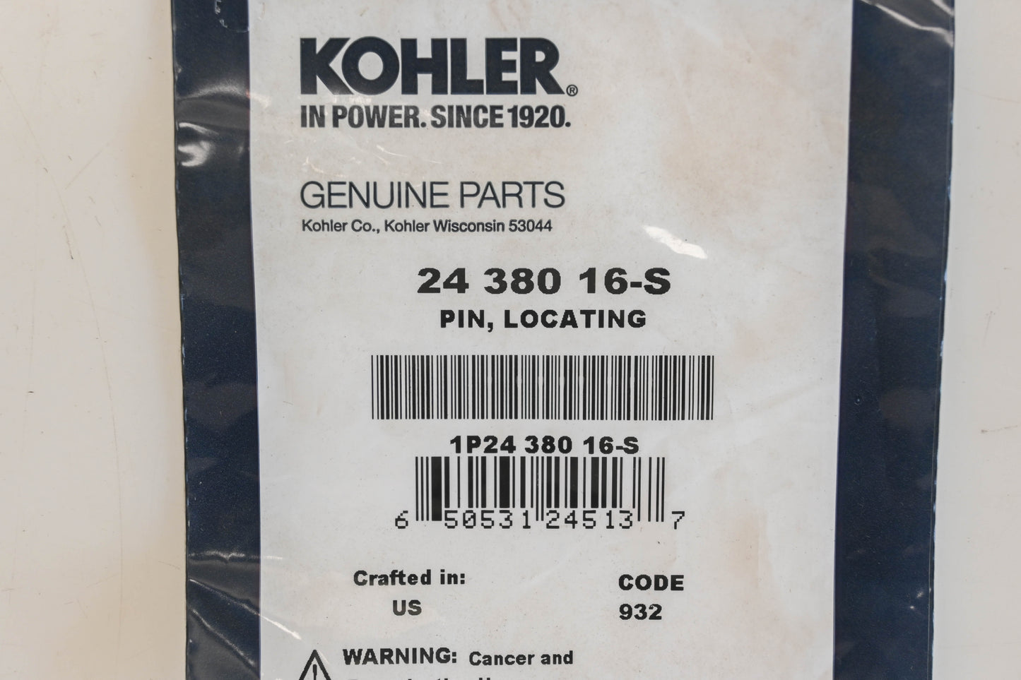 Kohler 24 380 16-S Locating Pin NOS