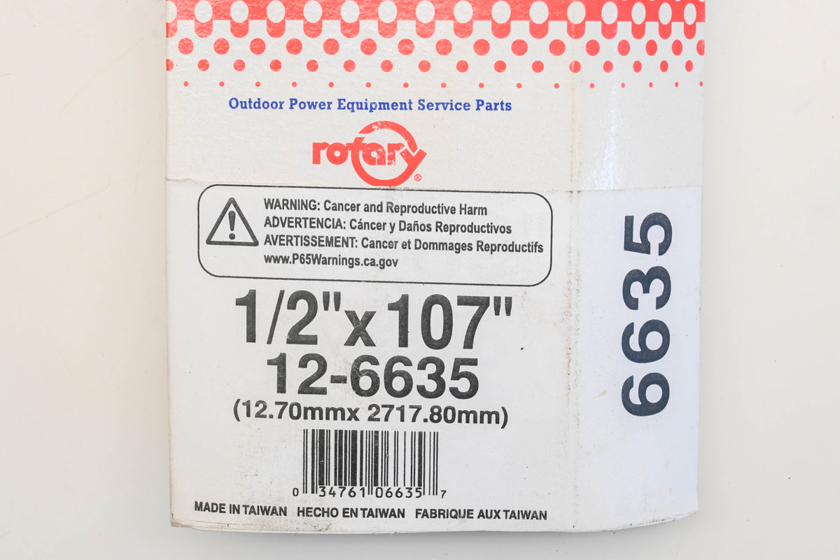 Rotary 12-6635, 4L-1070 1/2" x 107" V-Belt NOS