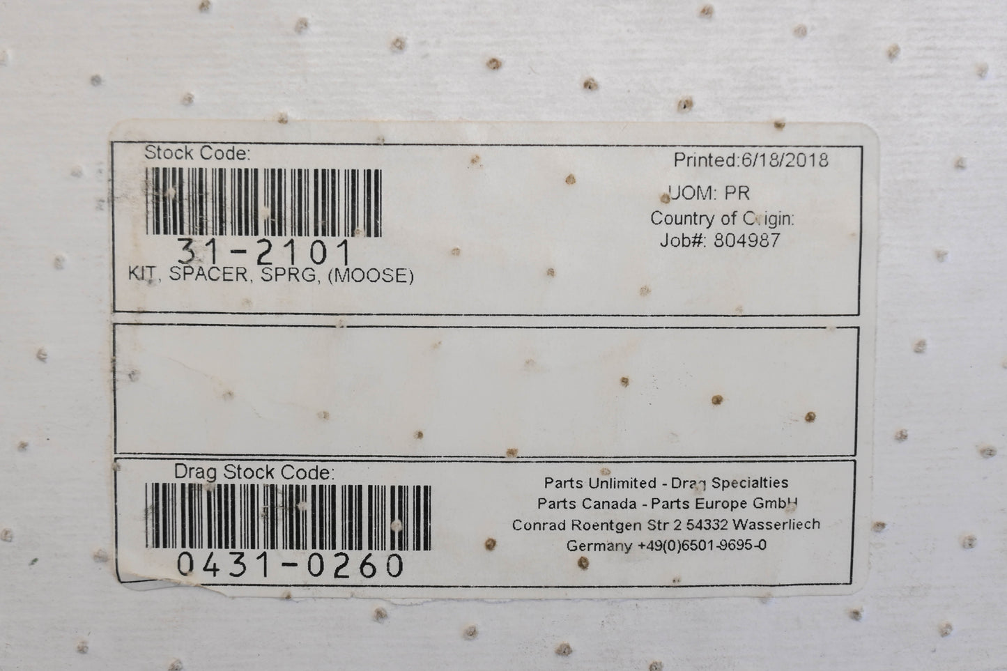 Moose 31-2101, 0431-0260 Shock Spring Wedge Kit NOS