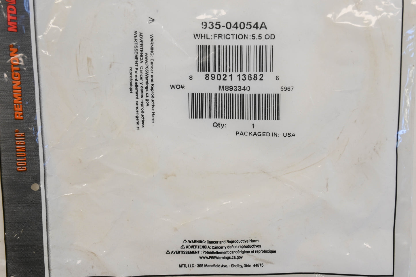MTD 935-04054A Friction Drive Ring NOS