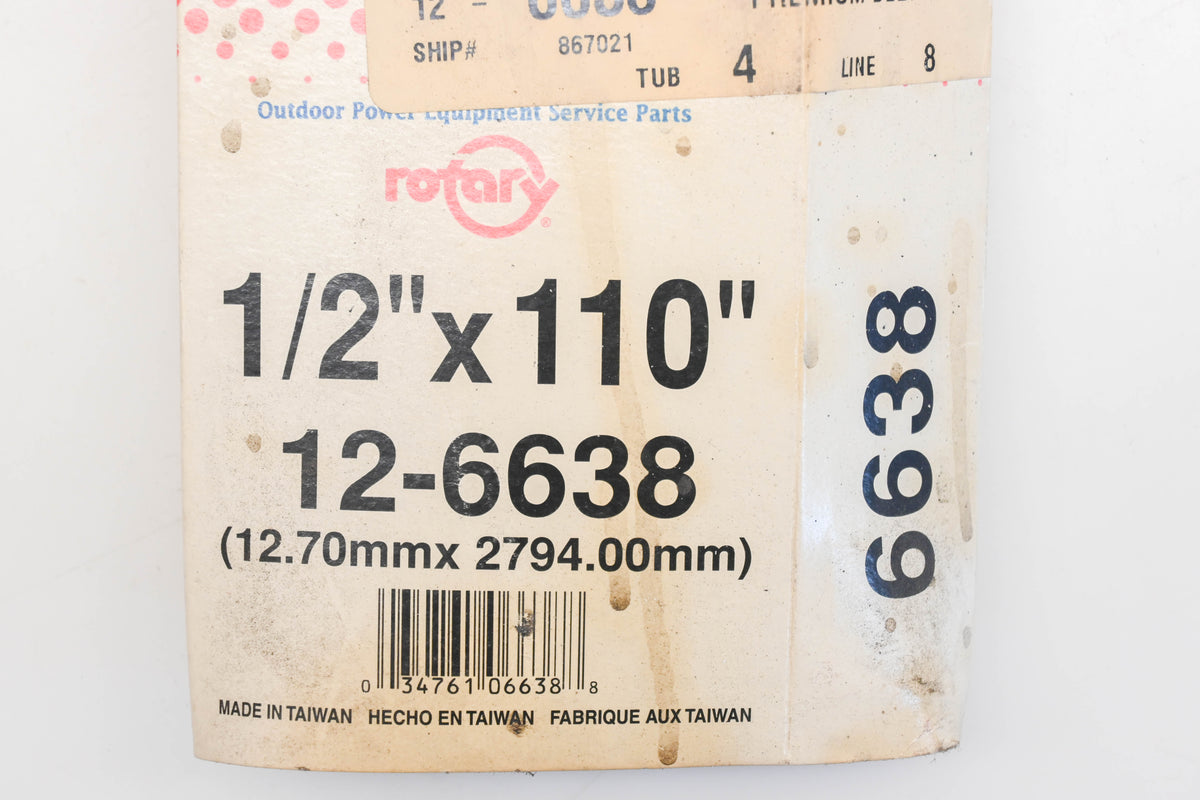 Rotary 12-6638, 4L-1100, M136297 1/2" x 110" V-Belt NOS