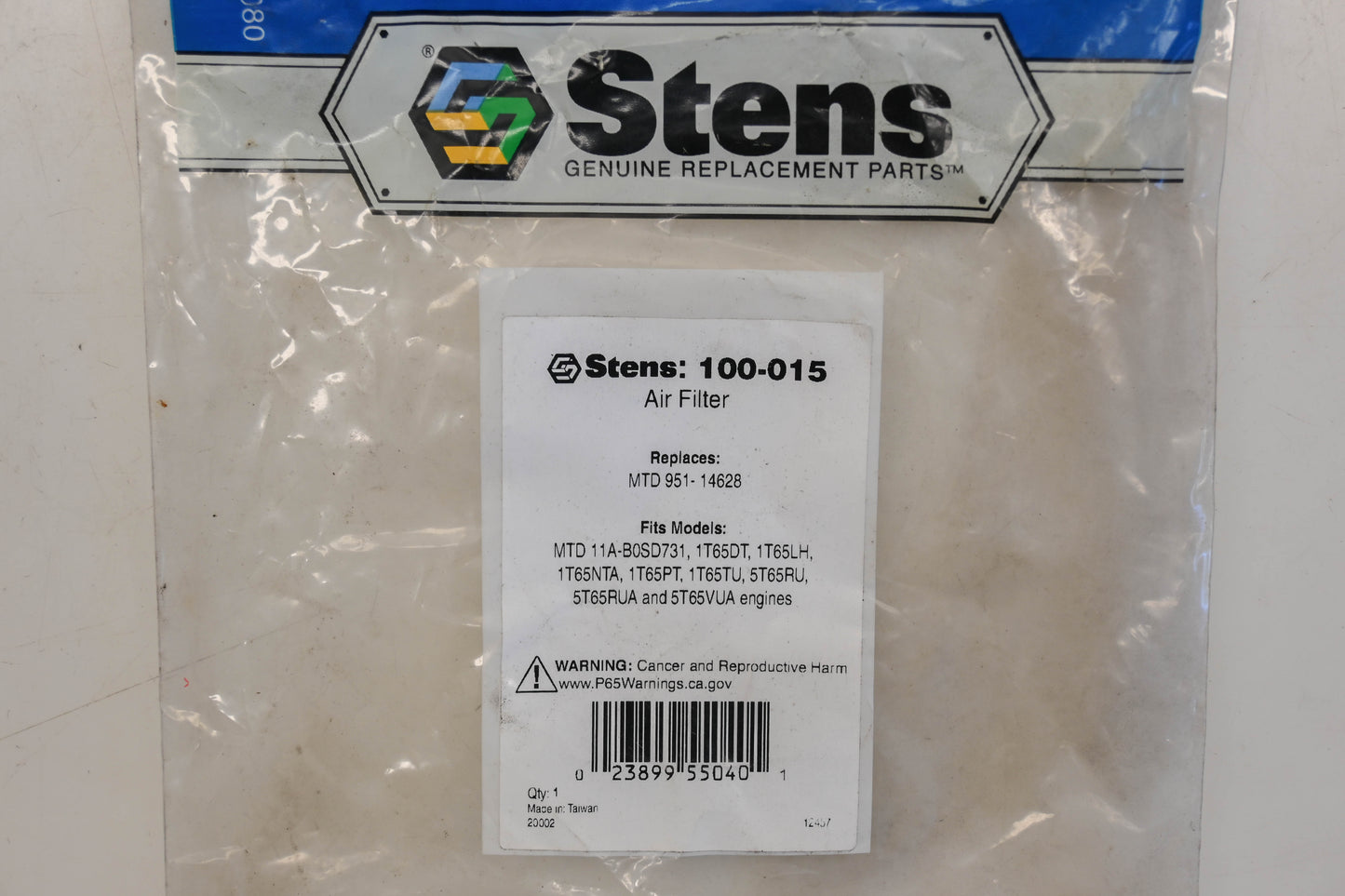 Stens 100-015, 951-14628 Air Filter NOS