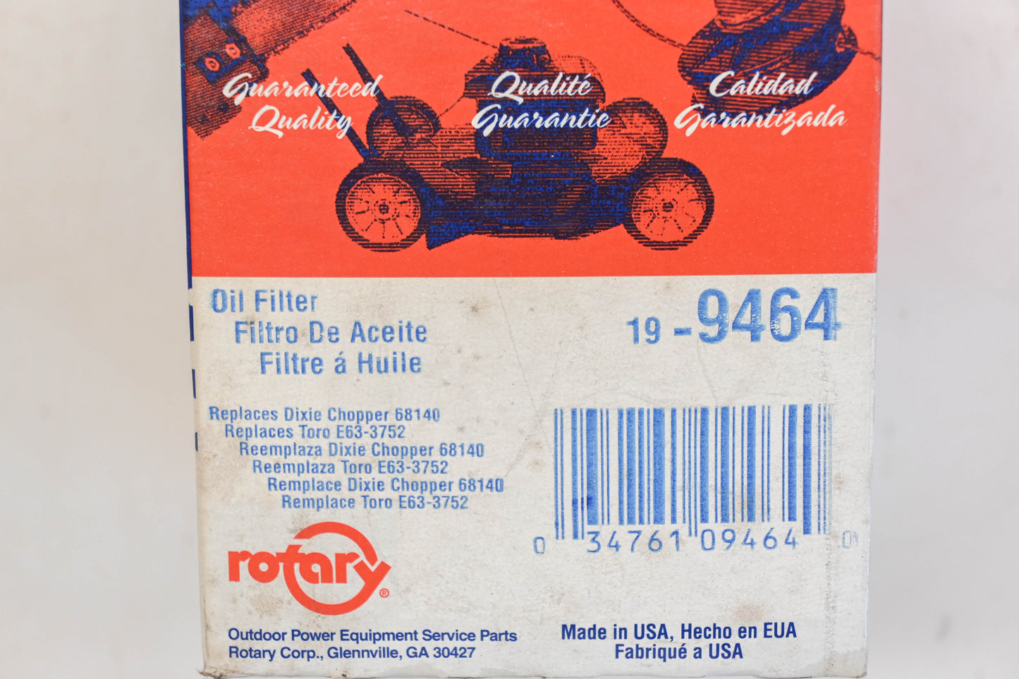 Rotary 19-9464, 68140, E63-3752 Oil Filter NOS
