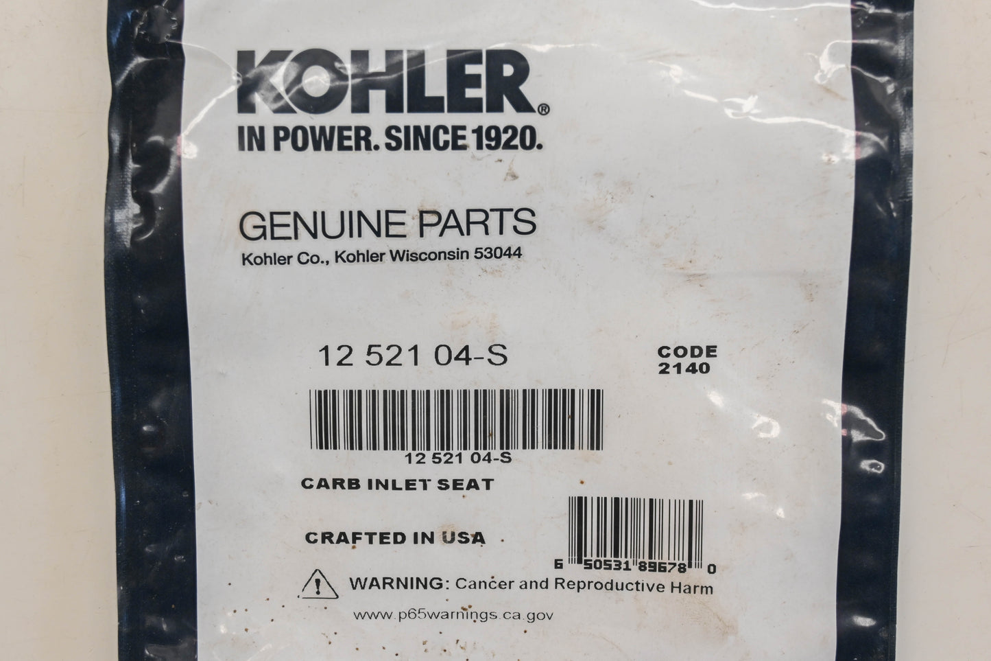 Kohler 12 521 04-S Carburetor Inlet Seat Kit NOS