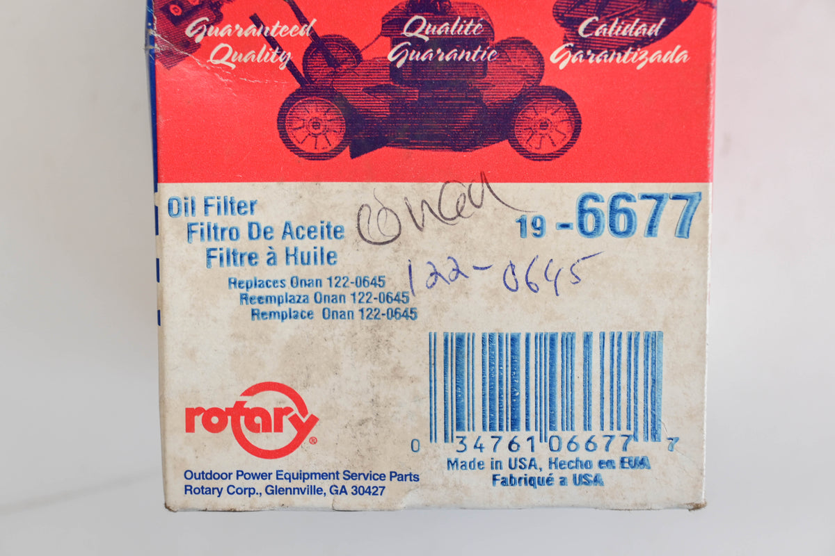Rotary 19-6677, 122-0645, 52 050 02-S Oil Filter NOS