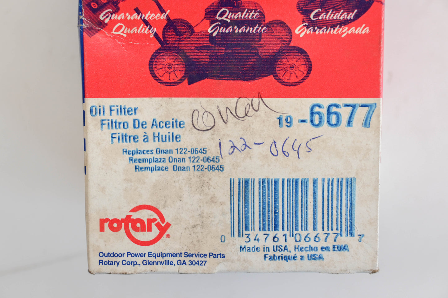 Rotary 19-6677, 122-0645, 52 050 02-S Oil Filter NOS