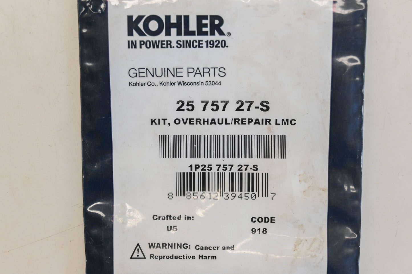Kohler 25 757 27-S Carburetor Overhaul Repair Kit NOS