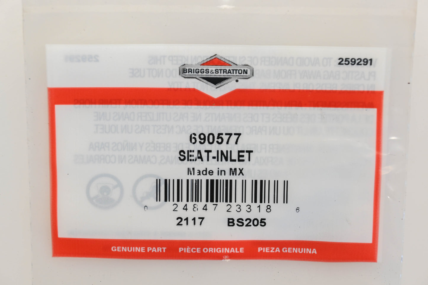 New OEM Briggs & Stratton 690577 Inlet Seats Qty 2 NOS