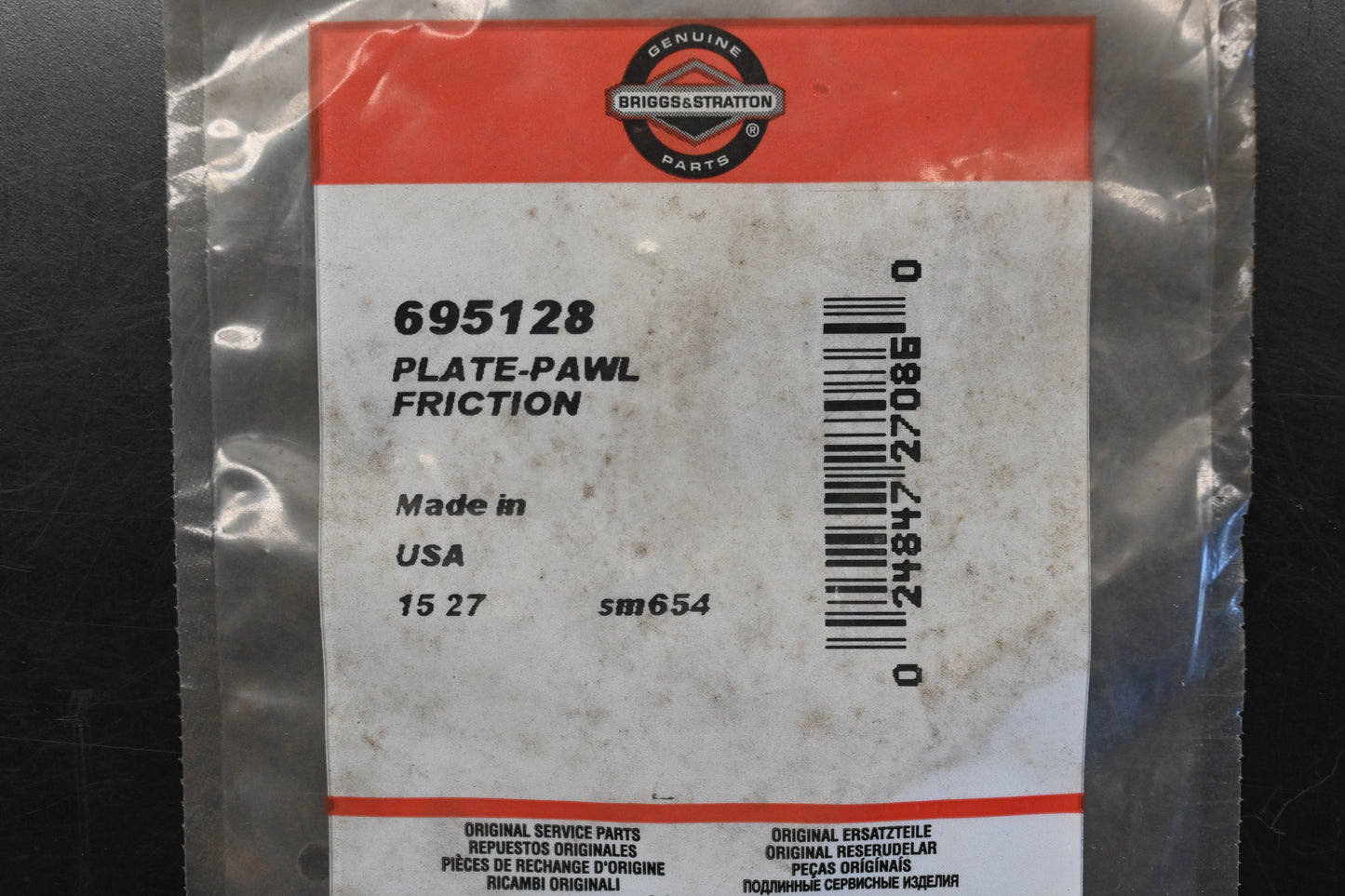 New OEM Briggs & Stratton 695128 Friction Pawl Plate NOS