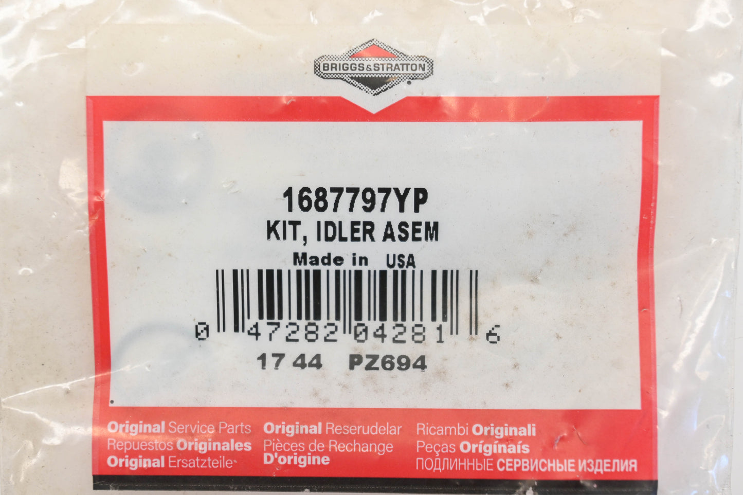 New OEM Briggs & Stratton 1687797YP Snowblower Auger Idler Pulley Bracket Kit NOS