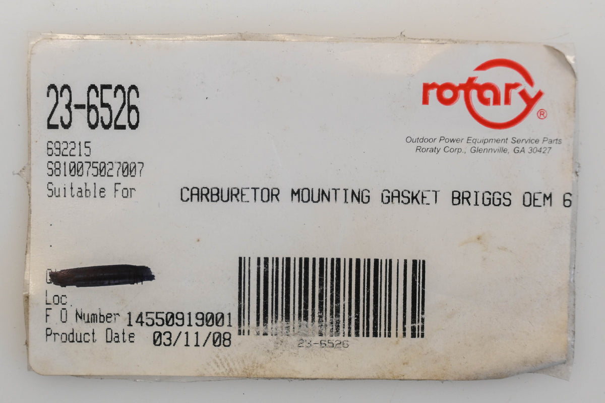 Rotary 23-6526, 692215 Carburetor Mounting Gasket NOS