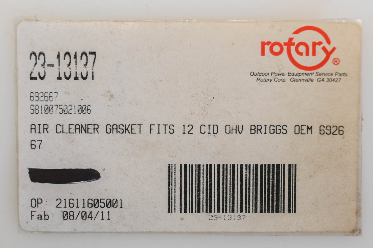Rotary 23-13137, 692667 Air Cleaner Gaskets NOS
