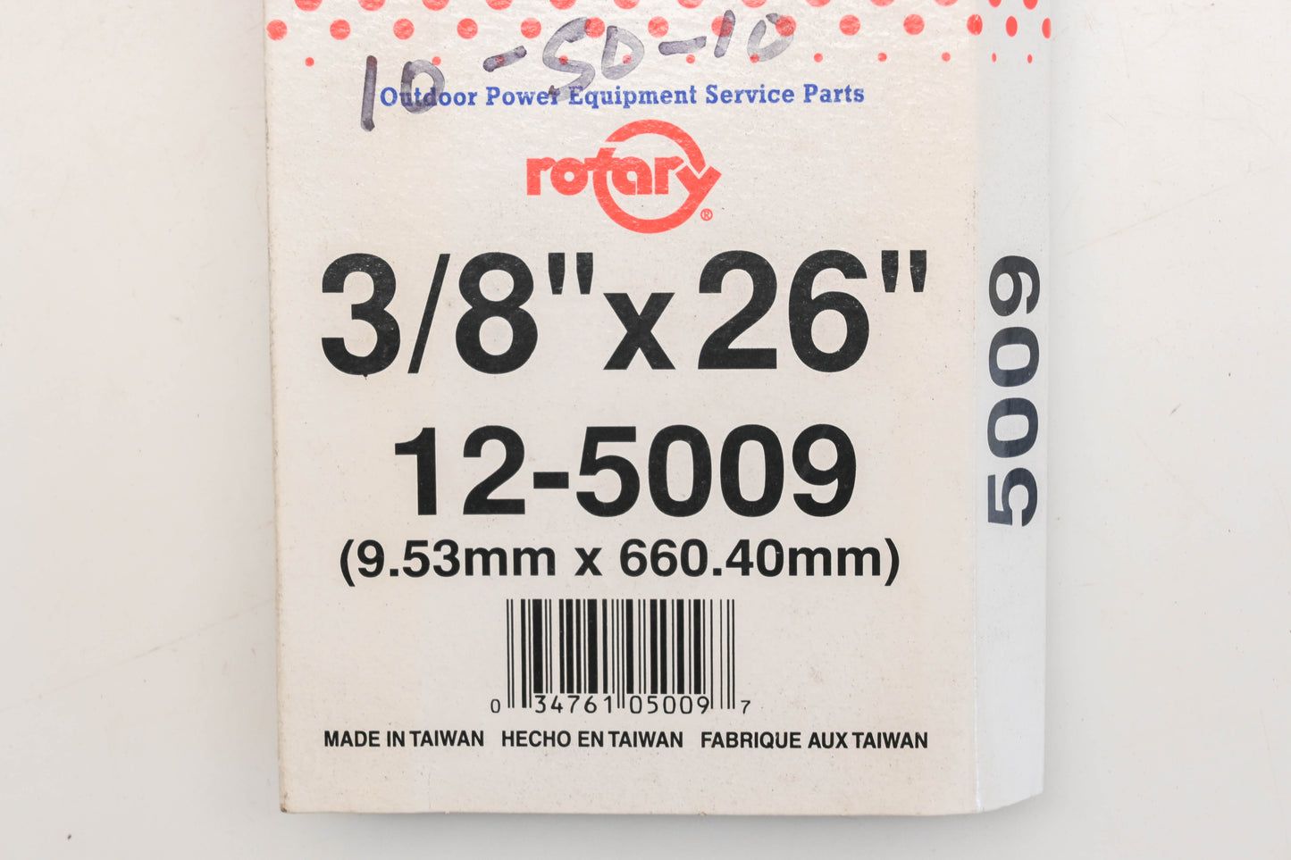 Rotary 12-5009, 3L-260 3/8" x 26" V-Belt NOS