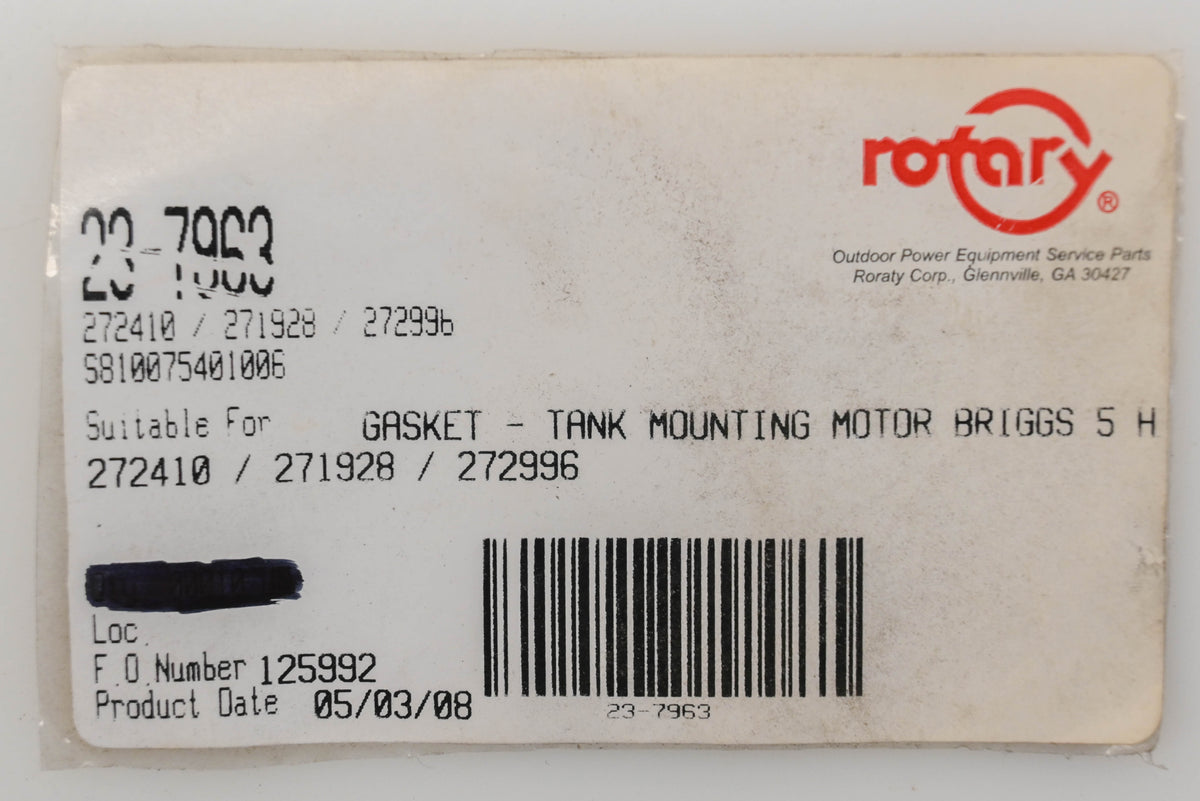 Rotary 23-7963, 272410, 272996 Fuel Tank Mounting Gasket NOS