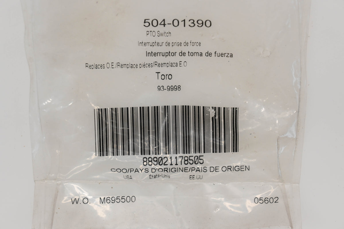 Toro 504-01390 PTO Switch NOS